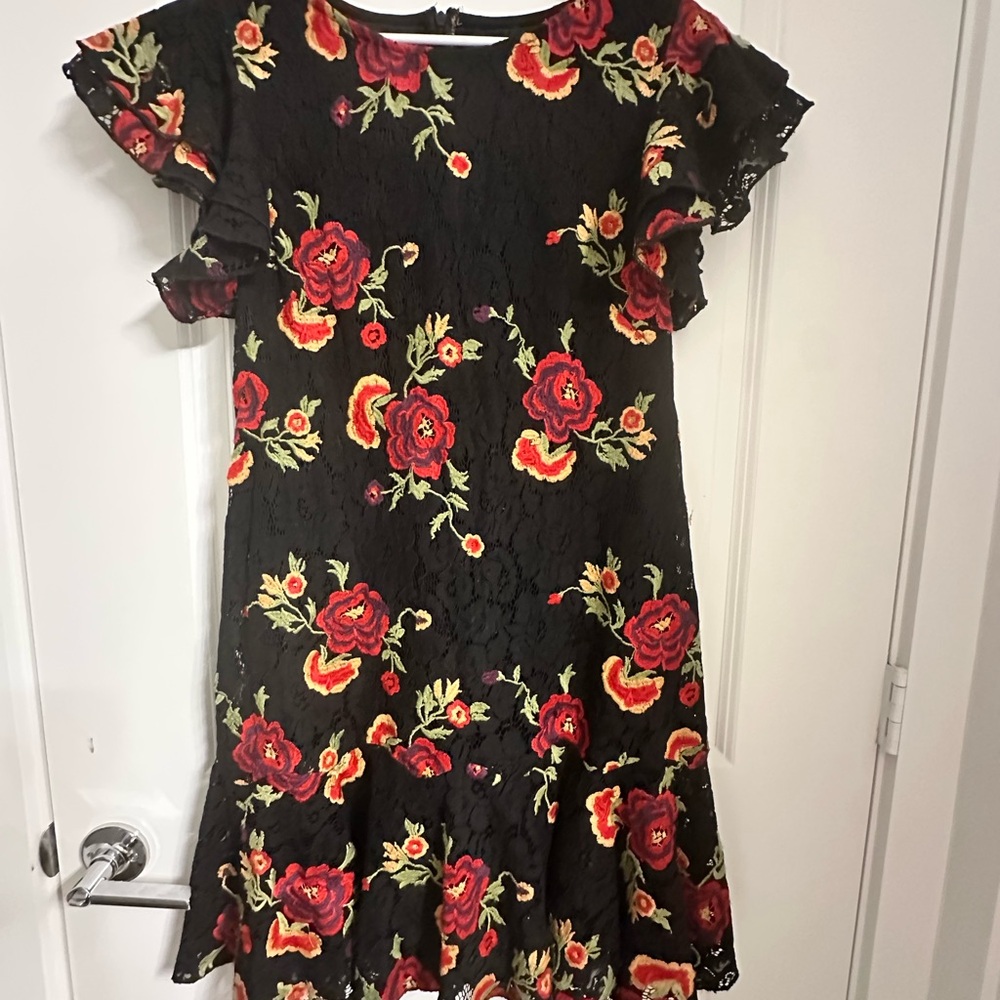 Eva Franco Lace embroidered Floral Black dress